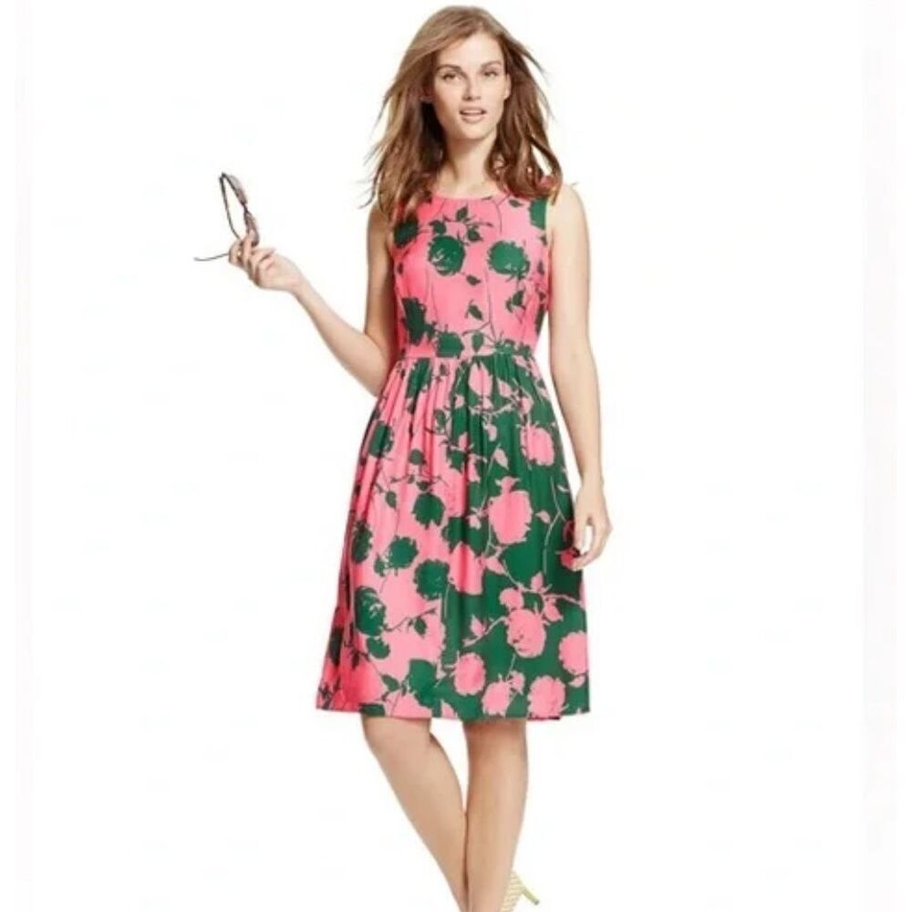 Boden Pink and Green Sleeveless Midi Sundress 4R